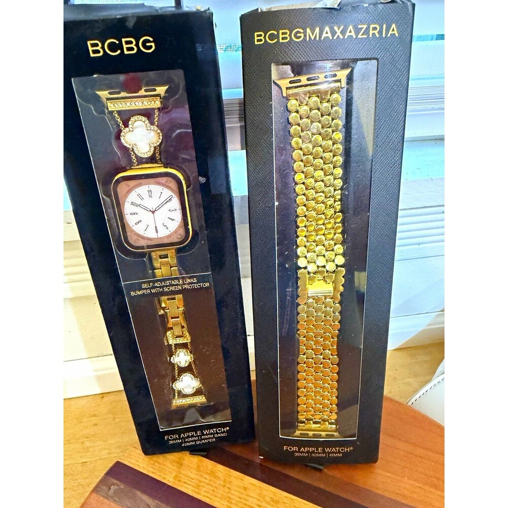BCBG BCBGMAXAZRIA Apple Watch Bands Lot of 2 Gold 38mm 40mm 41mm Open Box